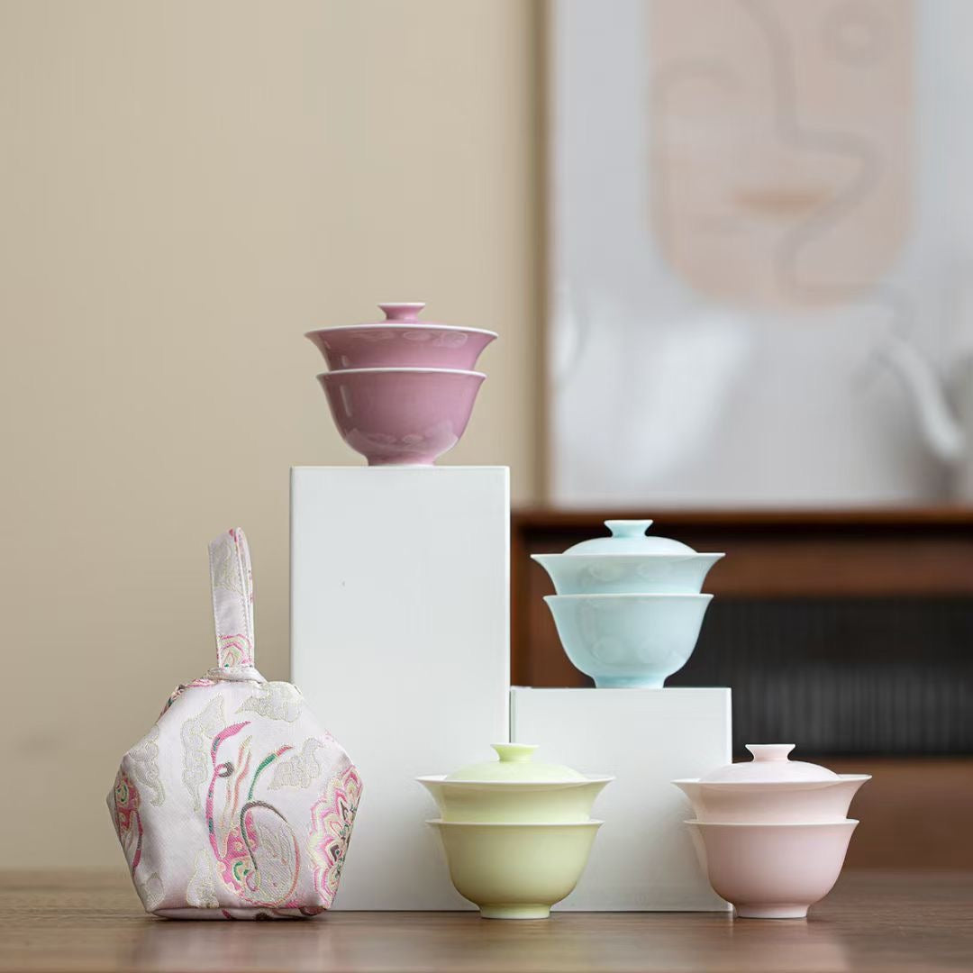 Travel Gaiwan Tea Set · Monochrome Glaze