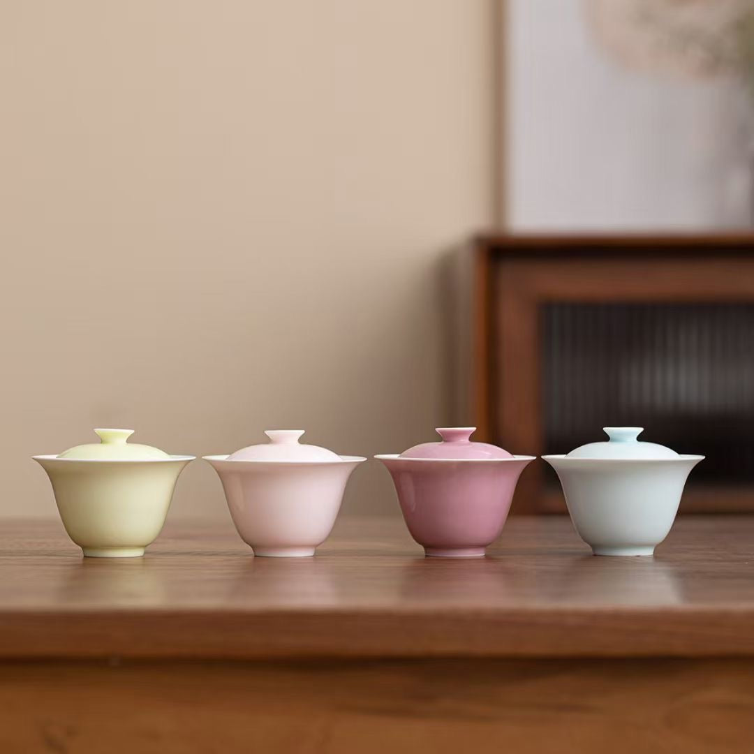 旅行盖碗套组单色釉1盖碗1茶杯1茶巾1布袋全套茶器泡茶方便– ZhaoTea