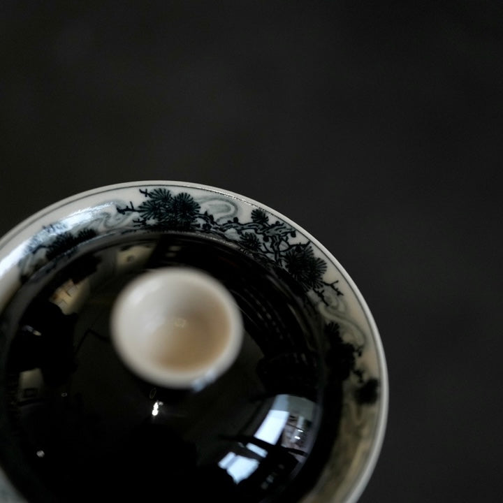 "Shimmering Midnight" Glaze Pine Gaiwan