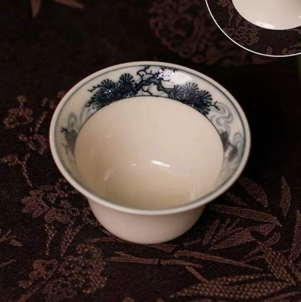 和歌· 景德镇· 青花古松马蹄杯– ZhaoTea LLC USA