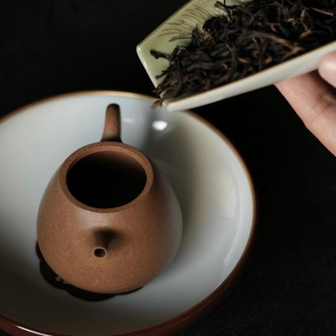 Private Collection:  "Eggplant" Style Duanni Zisha Clay Teapot 茄形段泥紫砂壶