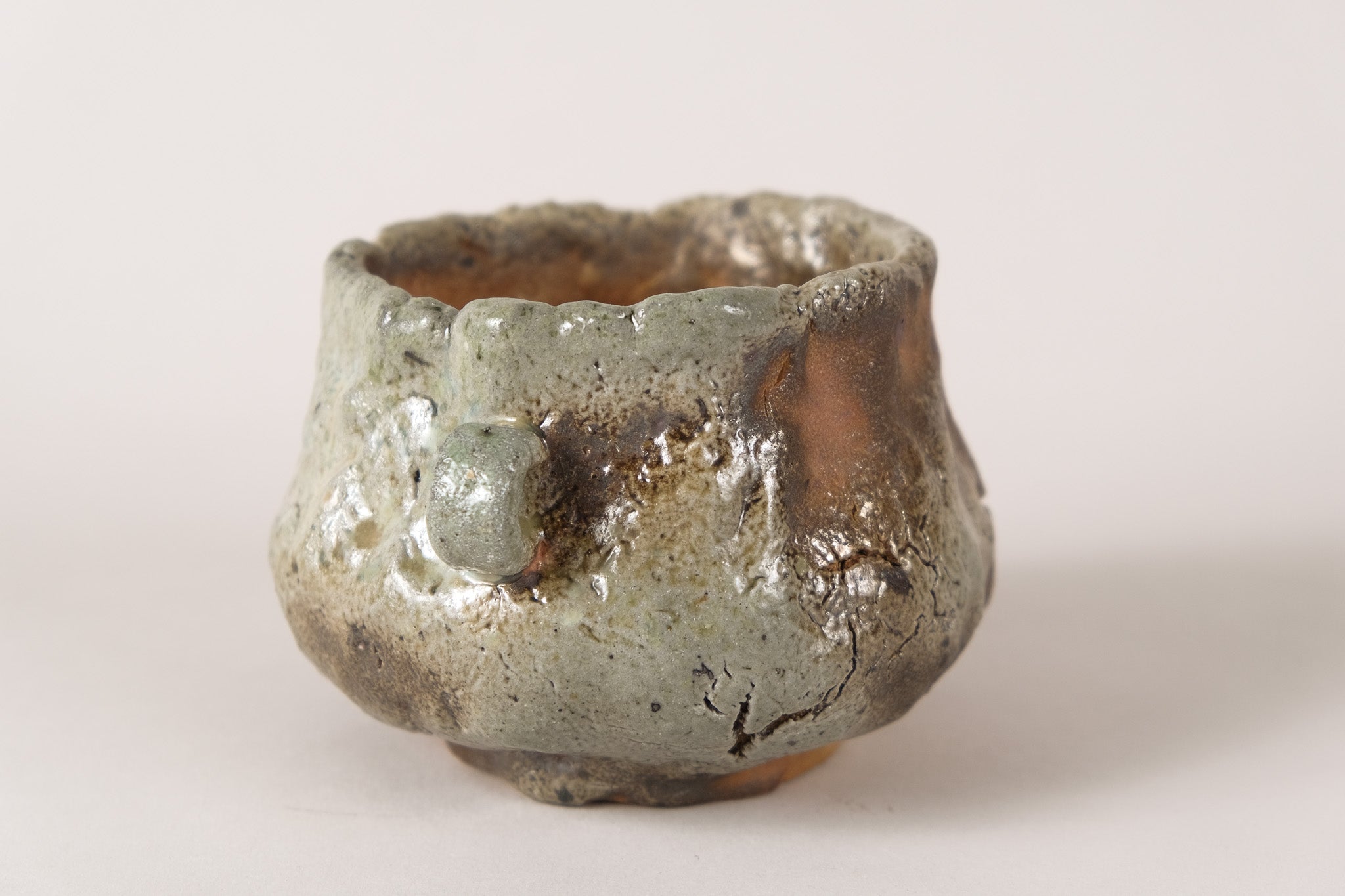 Water basin-Unglazed Wood-fired · Water basin with Ear Handles in Forest Mist Natrual Ash Glaze
