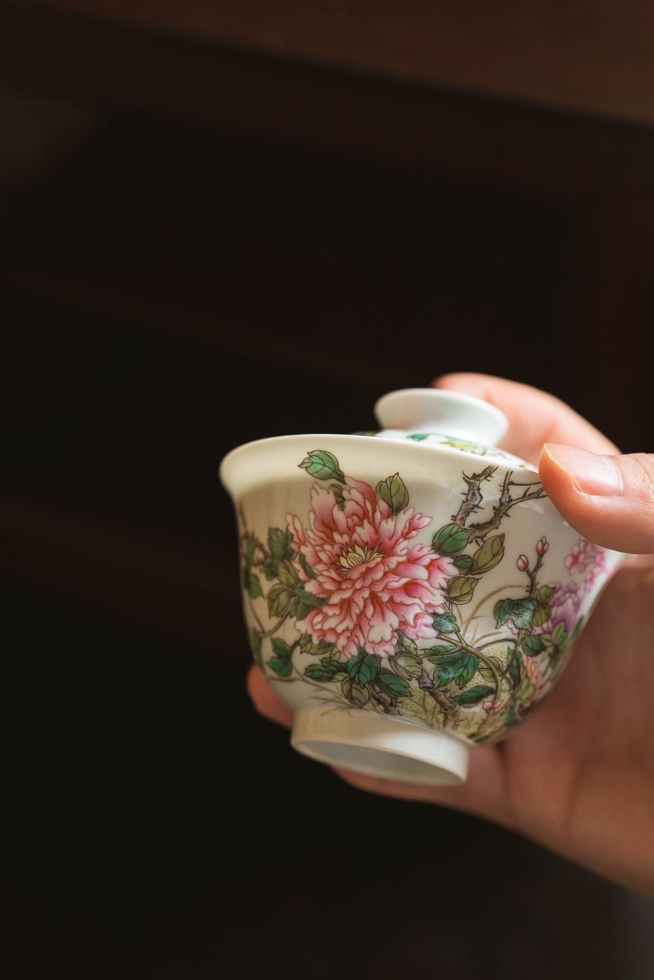 GaiWan · Jingdezhen Hand-Painted Full-Imaged Creation of Peony