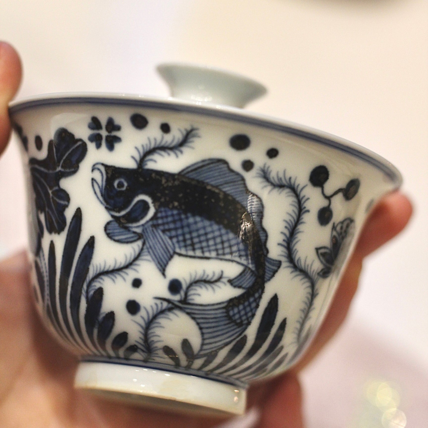 景徳鎮 元青花磁器魚藻紋懸停二才蓋碗 茶碗 煎茶器 景徳鎮 元青花磁器魚藻紋懸停二才蓋碗 茶碗 煎茶器 - メルカリ