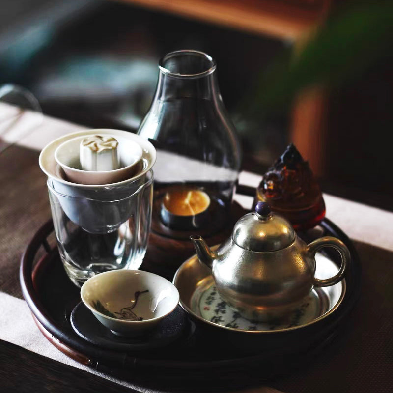 茶盘·手工鎏金花纹茶盘