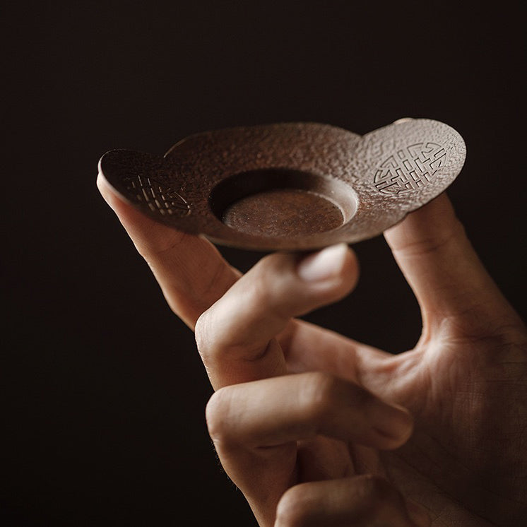 Teacup Holder · Begonia - Shaped Pure Copper Tea Cup Holder (Set of 5)